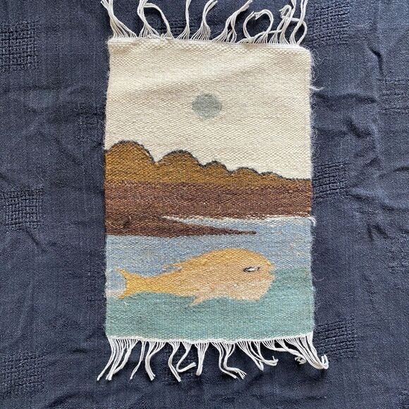 Vintage Kilim Handwoven Set Of 4 Wool Tapestries Wall Hangings. Desert. Ocean. - Picture 5 of 13